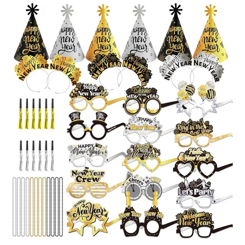 New Year's Eve Party Supplies Set - Gold and Silver (A198)